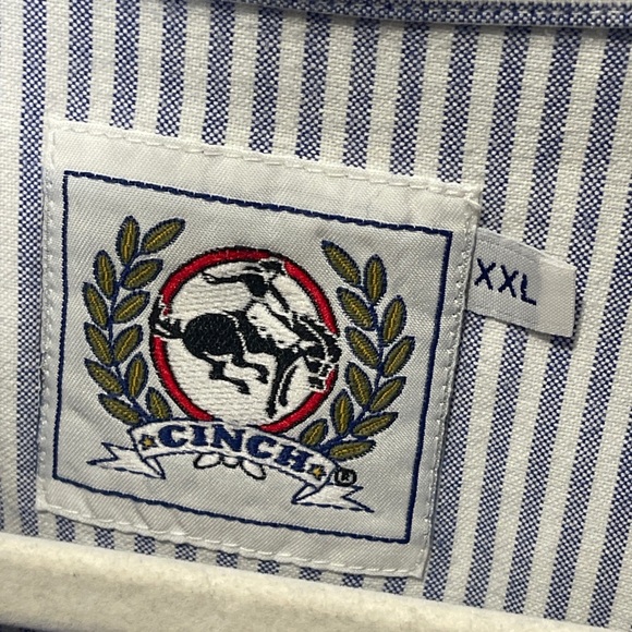 Cinch Blue Heavywight Long Sleeve Button Up Logo Western Cowboy Shirt Size XXL - Picture 4 of 7